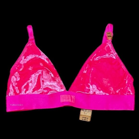 Victorias Secret Pink Lightly Lined Removable Padding Velvet bralette bra Pink S - Picture 3 of 8